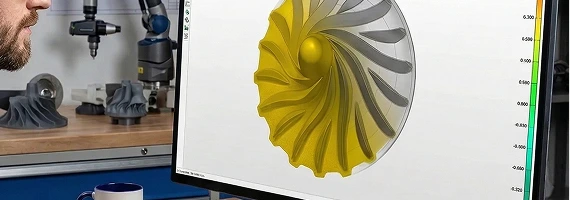 Modèle CAO de turbine reconstruit par rétro-ingénierie 3D