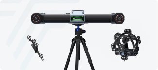 Scanner 3D Scanology installé sur trépied pour inspection métrologique