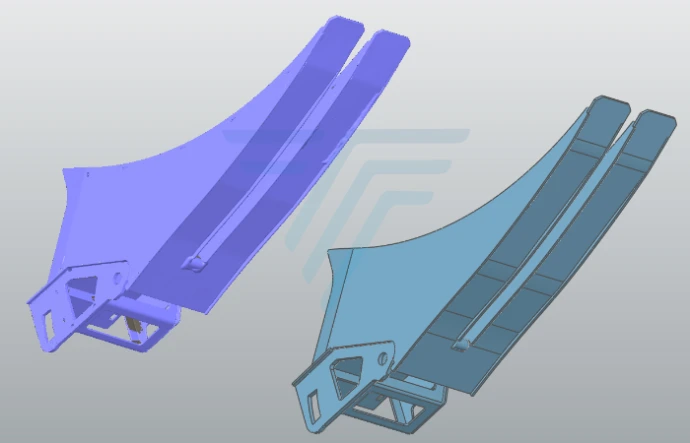Modèle CAO d'un accoudoir reconstruit depuis un scan 3D