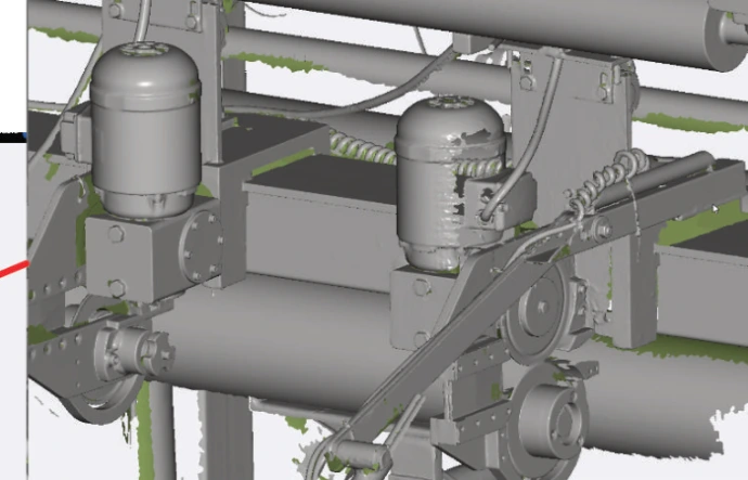 Numérisation 3D de l'intérieur d'un engin industriel