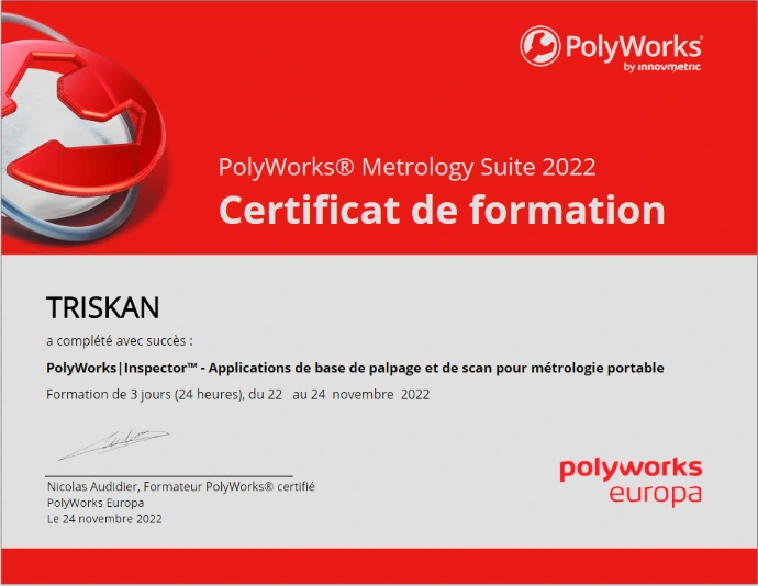 Interface du logiciel PolyWorks pour l'inspection dimensionnelle 3D
