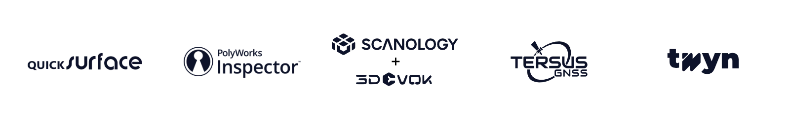 Partenaires Triskan en métrologie 3D : QuickSurface, PolyWorks Inspector, Scanology, 3DeVOK, Tersus GNSS, Twyn