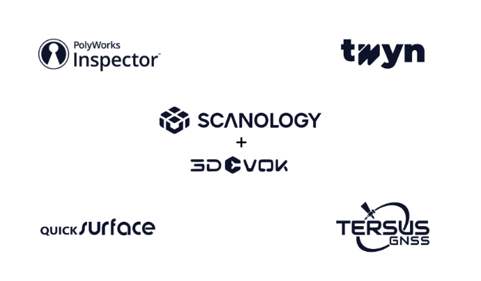 Partenaires Triskan en métrologie 3D : QuickSurface, PolyWorks Inspector, Scanology, 3DeVOK, Tersus GNSS, Twyn