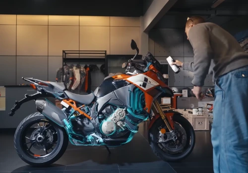 Opérateur numérisant une moto de course pour customisation avec DefinSight MODEL