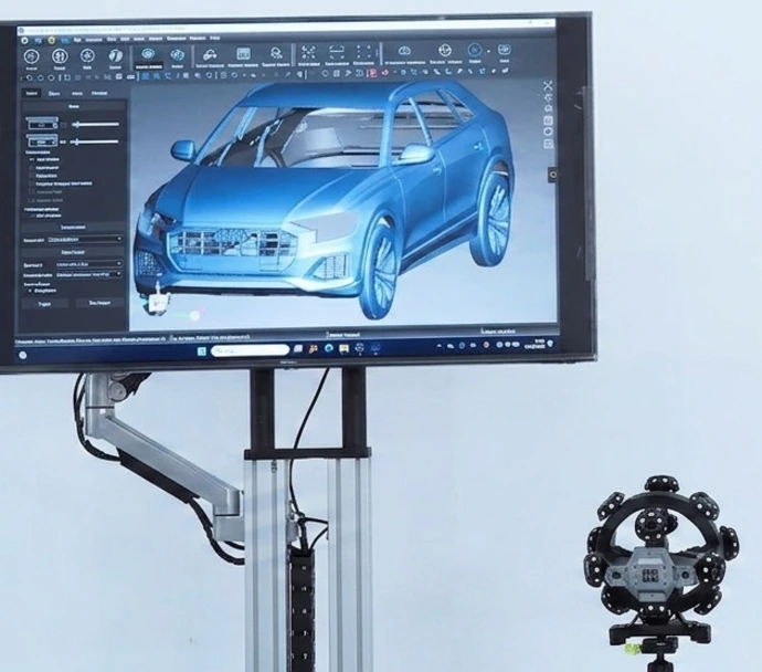 Bureau de design numérisant la carrosserie d'une audi pour améliorer le design