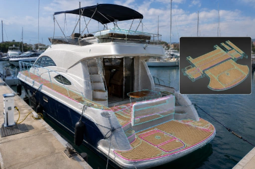 Bateau de plaisance avec un refit de son pont grâce au scan 3d et la rétroconception