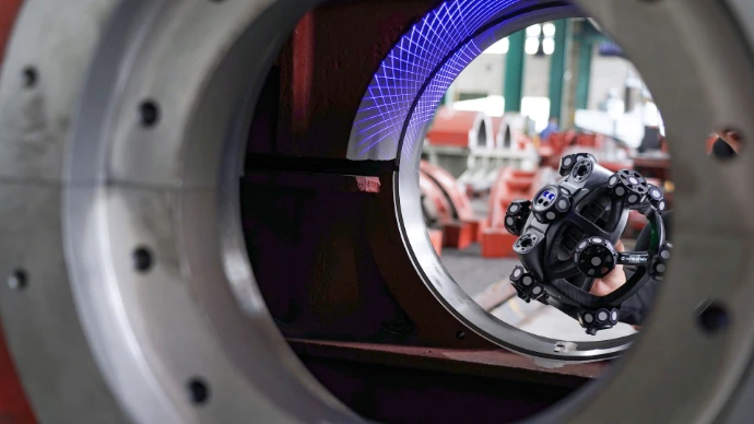 un scan 3d d'une pièce de chaudronnerie et fonderie réalisée en atelier