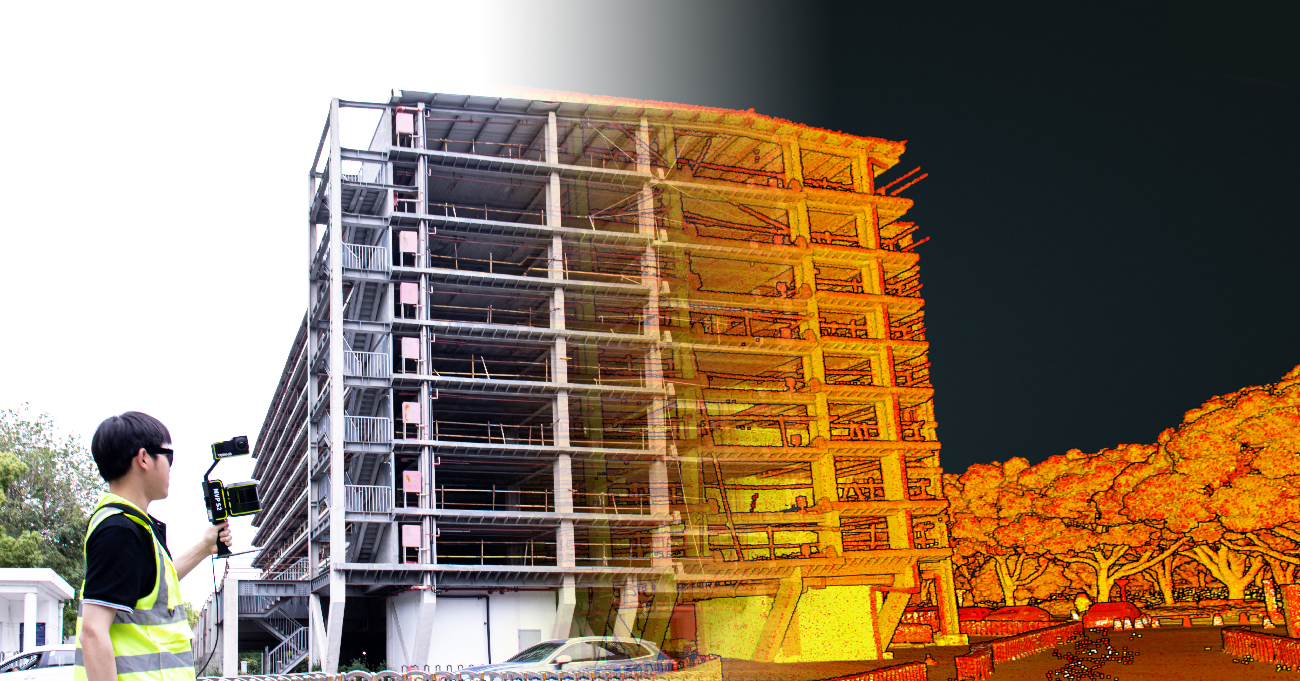 Scan 3d d'une facade d'immeuble pour plan 3d BIM