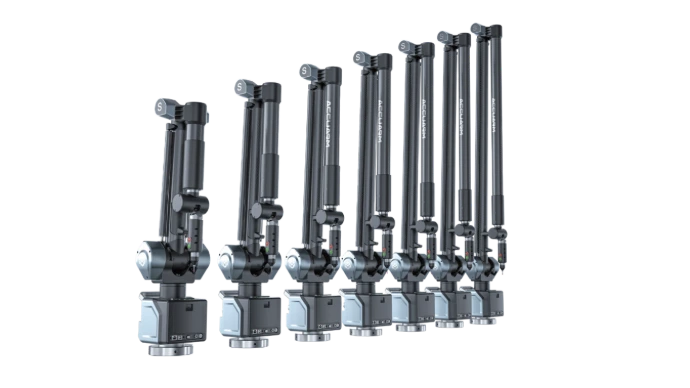 Les différentes configurations du bras de mesure AccuArm de Scanology, distributé par Triskan