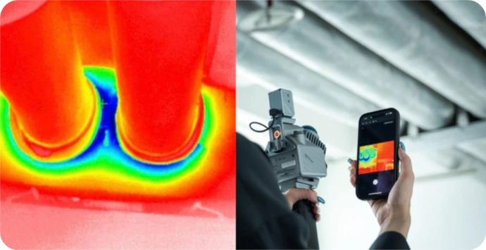 Scan 3d de tuyauterie pour fuite thermique